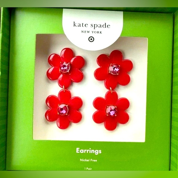 Target Kate Spade Red Flower Earrings New in Box - Picture 1 of 9